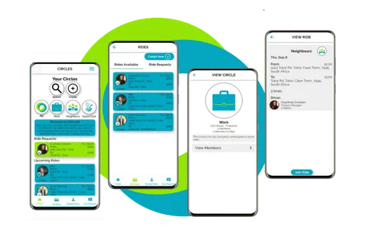 Circles app screens